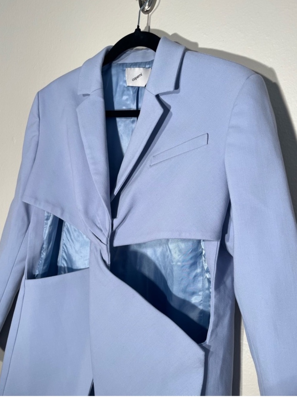 $1,150 MRSP | Coperni | Twisted Cut Out Tailored Jacket | Pale Lavender | US 10 - Picture 13 of 16